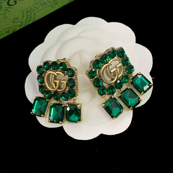 GG Crystal Double G Gold-stone Earrings