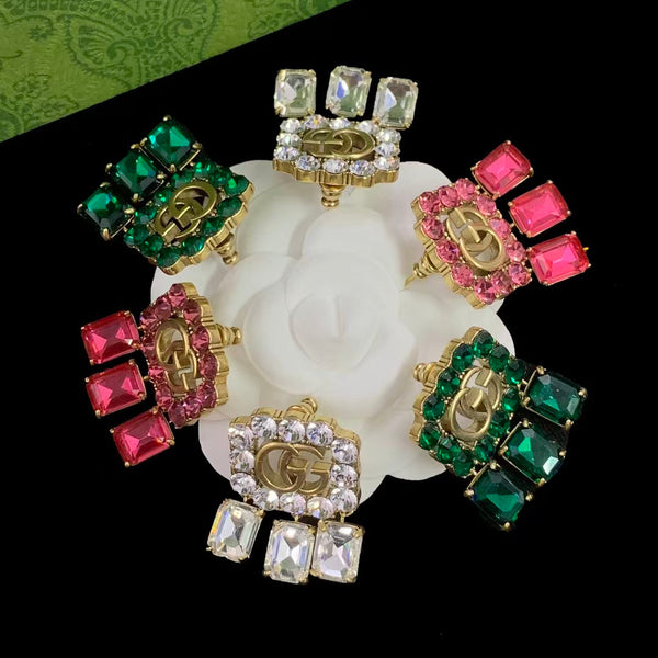 GG Crystal Double G Gold-stone Earrings
