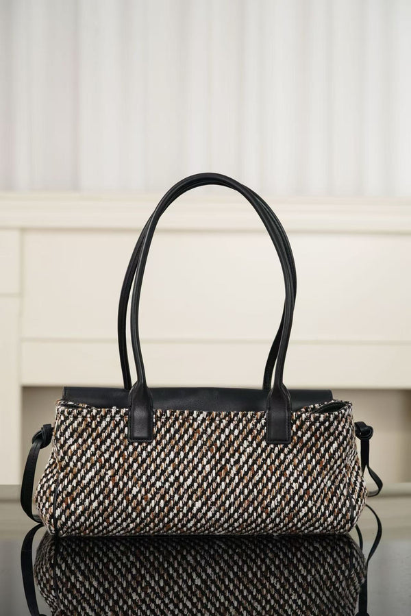 Chanel 2026 Shopping Tote Bag 30cm Black Cowhide Wool