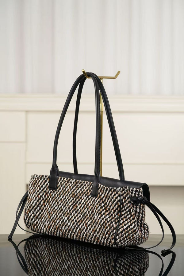Chanel 2026 Shopping Tote Bag 30cm Black Cowhide Wool