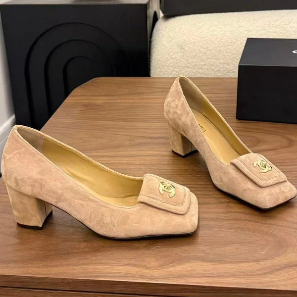Chanel 2026 High Heel Pump Beige Suede Leather