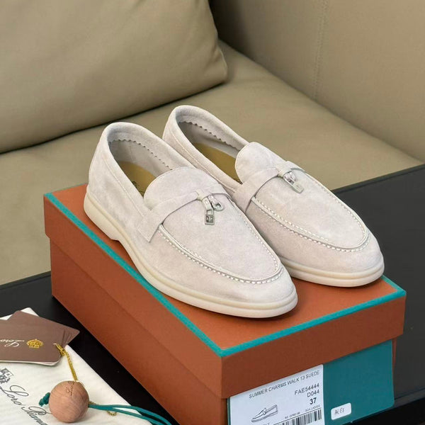 LP Summer Walk Loafers Light Gray in Sandblasted leather