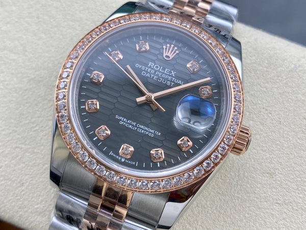 Rolex Datejust 36mm Everose Dial Diamond Bezel Steel Pink Gold and Silver