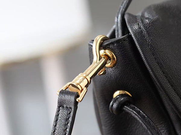 Celine Little Halfmoon Soft Triomphe Bag in Black Lambskin