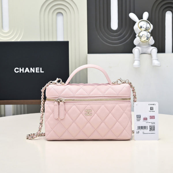 Chanel 2026 Vanity Bag 19cm Pink in Caviar and Cowhide Leather AP4385