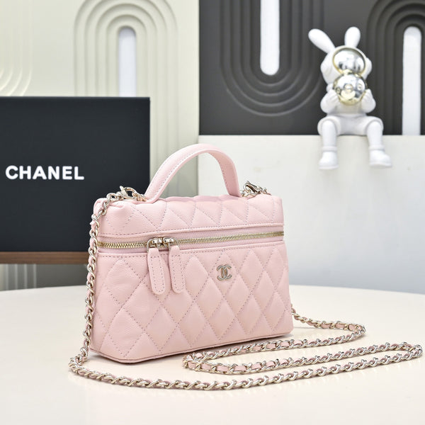 Chanel 2026 Vanity Bag 19cm Pink in Caviar and Cowhide Leather AP4385
