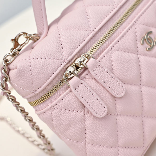 Chanel 2026 Vanity Bag 19cm Pink in Caviar and Cowhide Leather AP4385