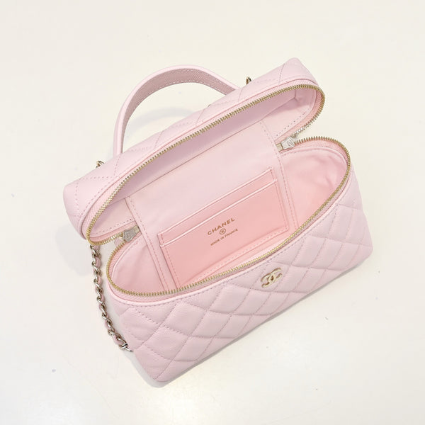 Chanel 2026 Vanity Bag 19cm Pink in Caviar and Cowhide Leather AP4385