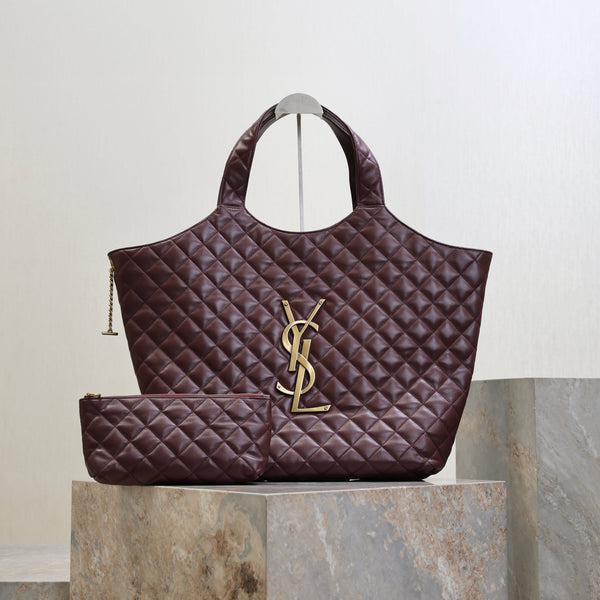 YSL ICARE MAXI SHOPPING BAG 58 CM BURGUNDY SHEEPSKIN