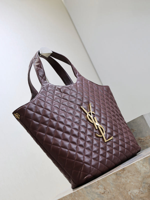 YSL ICARE MAXI SHOPPING BAG 58 CM BURGUNDY SHEEPSKIN