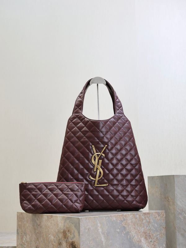 YSL ICARE MAXI SHOPPING BAG 58 CM BURGUNDY SHEEPSKIN