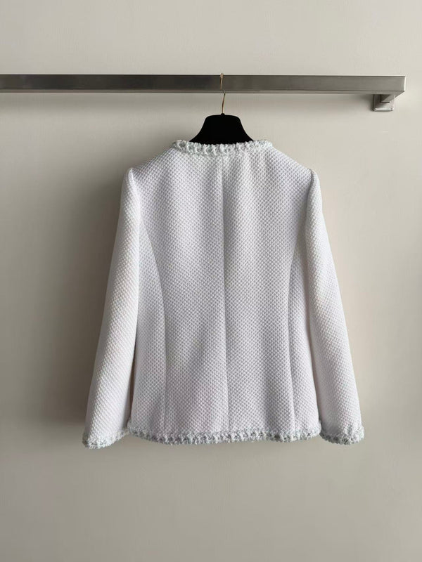 CC Jacket Round Neck White in Cotton