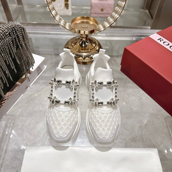 Viv Diamond Sneaker White Woven Fabric