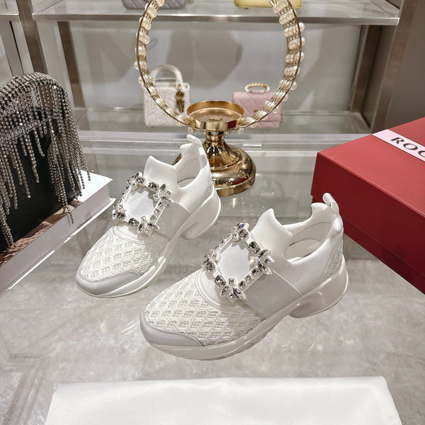 Viv Diamond Sneaker White Woven Fabric