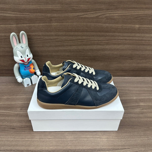 Maison Margiela Sneakers Navy Blue Calfskin Suede Patchwork