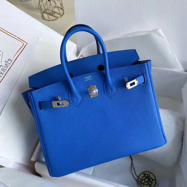 Hermes 2025 Birkin Bag 25cm Blue Togo Leather Silver Hardware