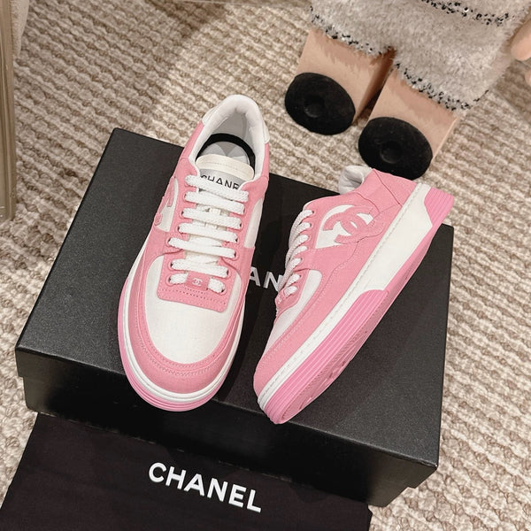 CC Low-Top Sneaker Pink And White Fabric