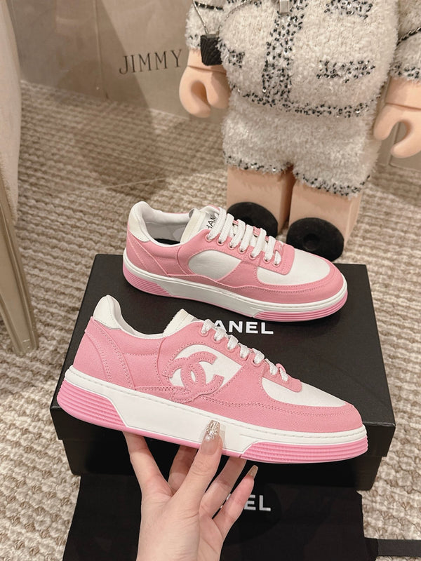 CC Low-Top Sneaker Pink And White Fabric