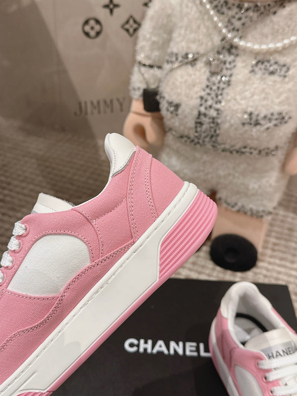 CC Low-Top Sneaker Pink And White Fabric