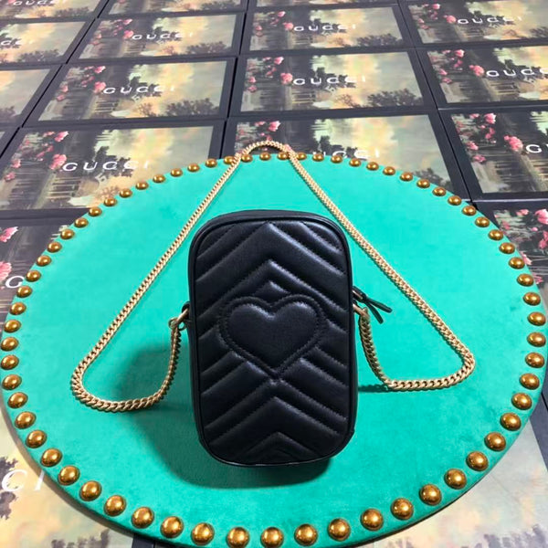 GG MARMONT 17 MINI TOP HANDLE BAG BLACK CALFSKIN
