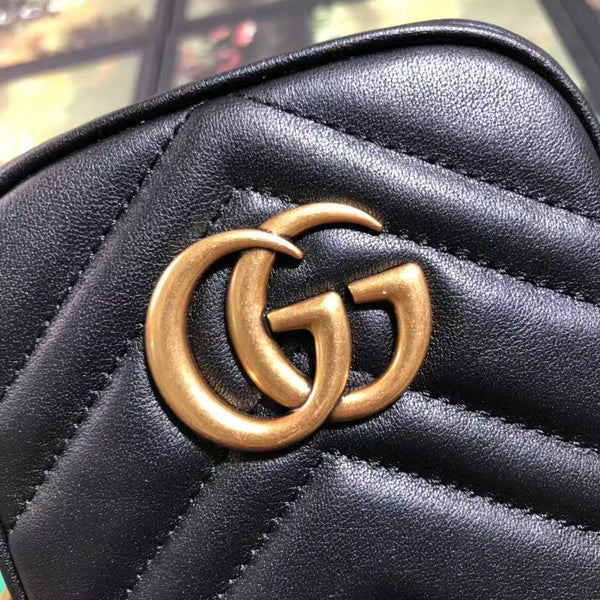 GG MARMONT 17 MINI TOP HANDLE BAG BLACK CALFSKIN