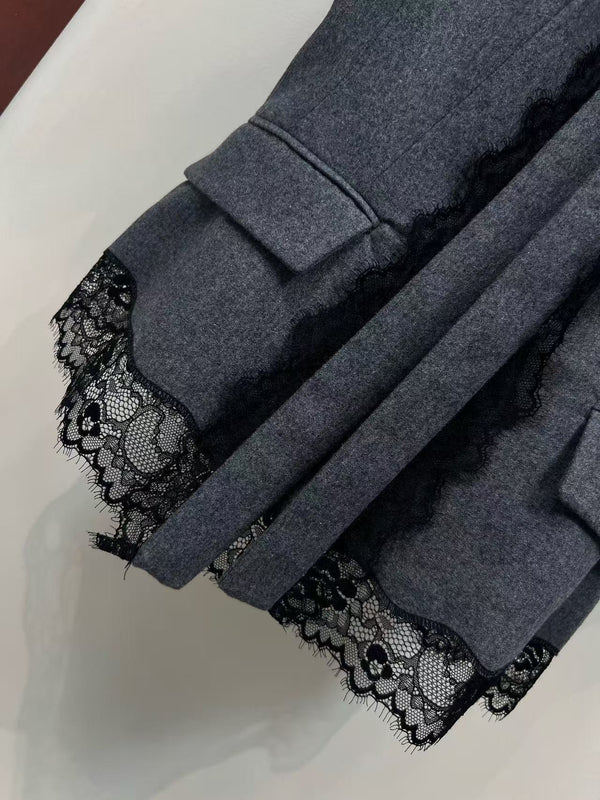 CD 26 Lace Stand Collar Shirt White in Cotton 379094