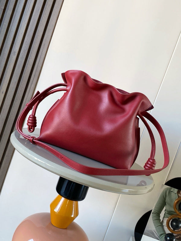 Loew Coil Flamenco Medium Leather Clutch Red Leather