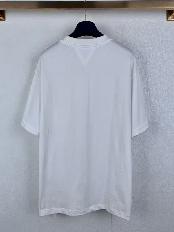 BV T-shirt with a leather-trimmed chest pocket in Cotton