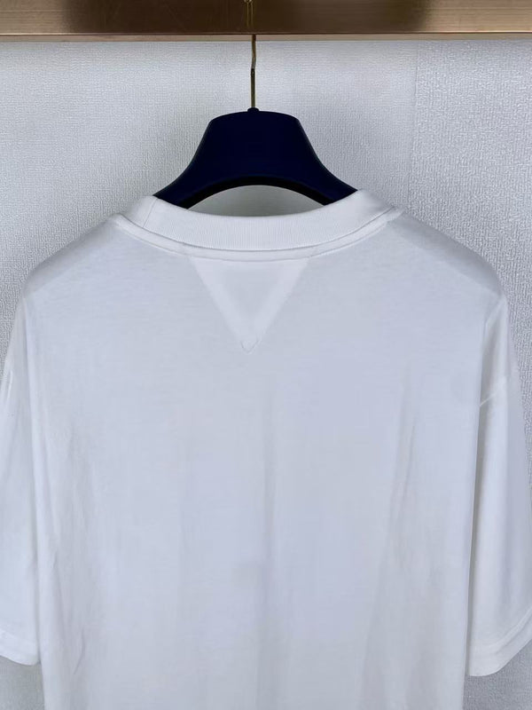 BV T-shirt with a leather-trimmed chest pocket in Cotton