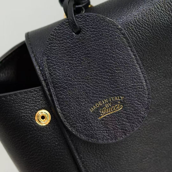 GG Paparazzo Large Top Handle Bag 37cm Black Leather