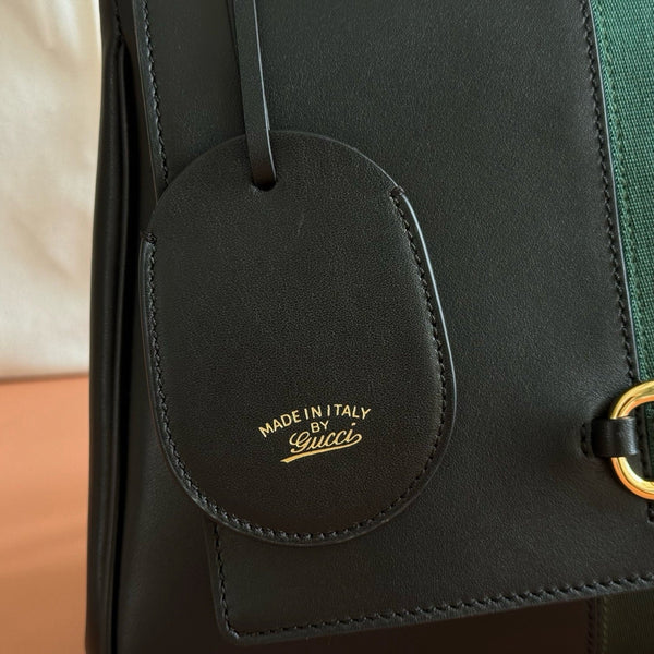 GG Paparazzo Medium Top Handle Bag 32cm Black Leather