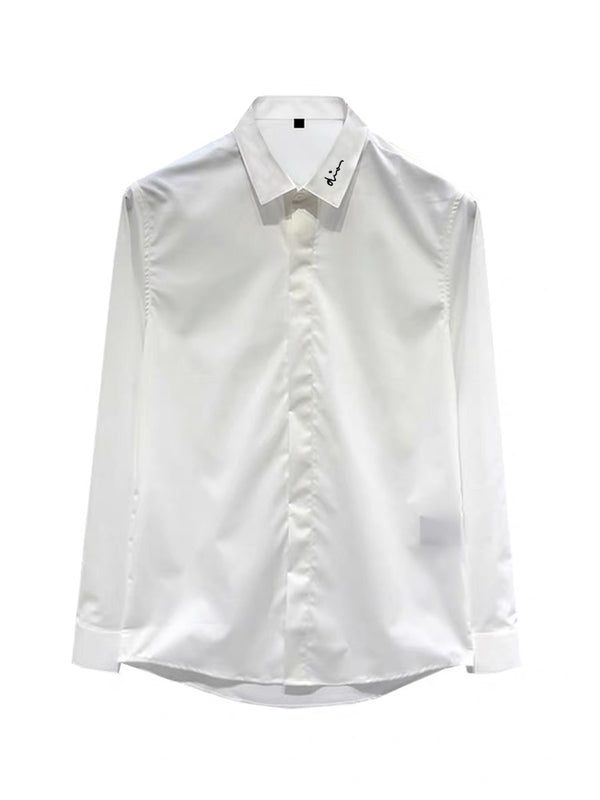 CD Long-Sleeve Shirt with Collar Embroidery White In Cotton