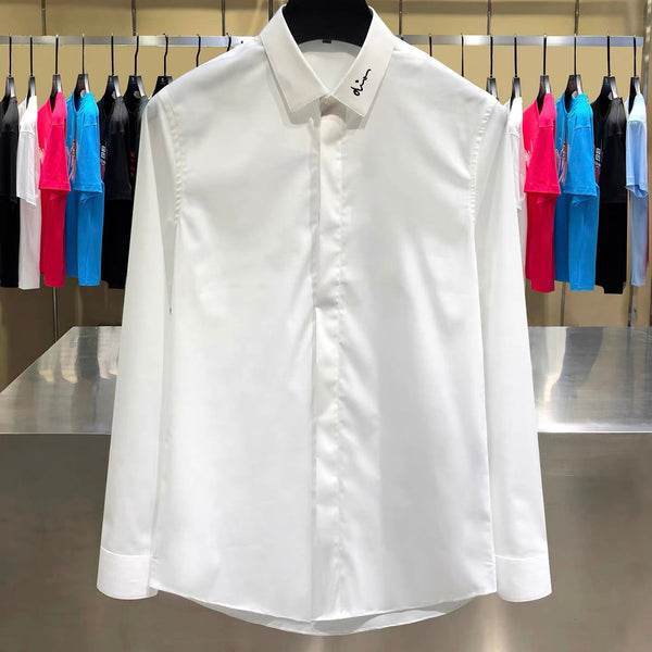 CD Long-Sleeve Shirt with Collar Embroidery White In Cotton