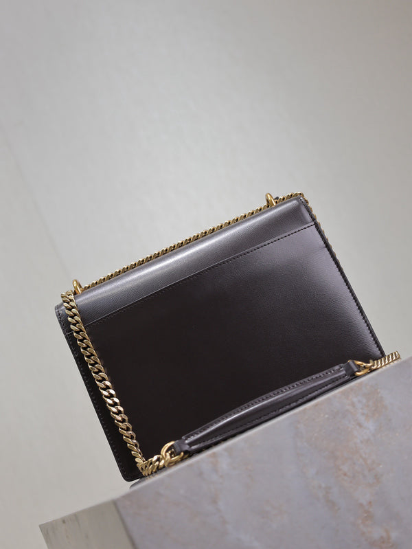 YSL Medium Sunset Shoulder Bag 22cm Coffee Cowhide GHW