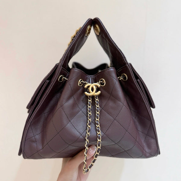 CC 25FW Hobo Bag 26cm Dark Brown Caviar