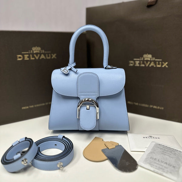 Sac Delvaux Brillant Mini 20cm Rose Bébé en Cuir de Vachette