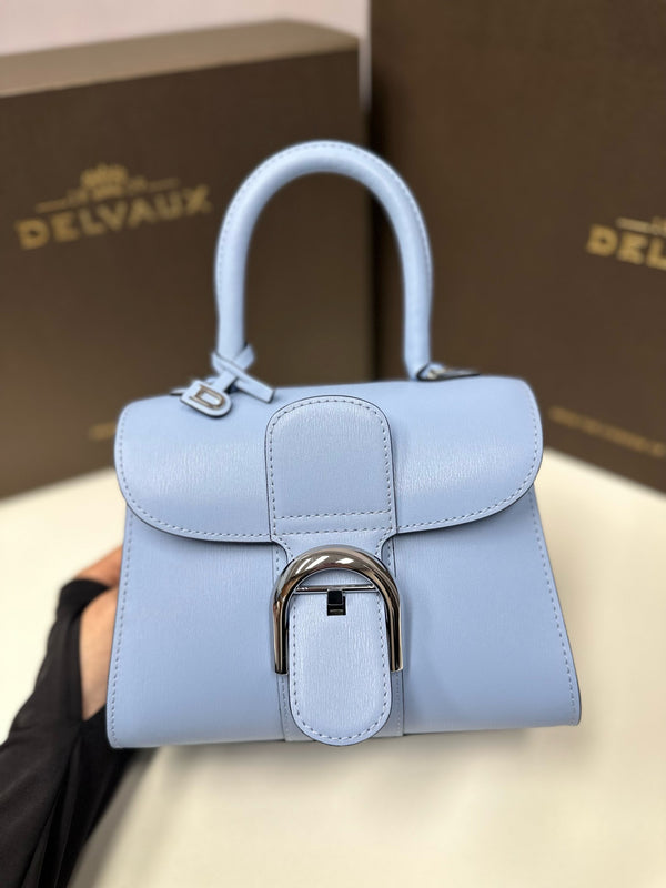 Sac Delvaux Brillant Mini 20cm Rose Bébé en Cuir de Vachette
