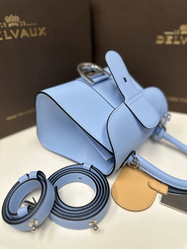 Sac Delvaux Brillant Mini 20cm Rose Bébé en Cuir de Vachette