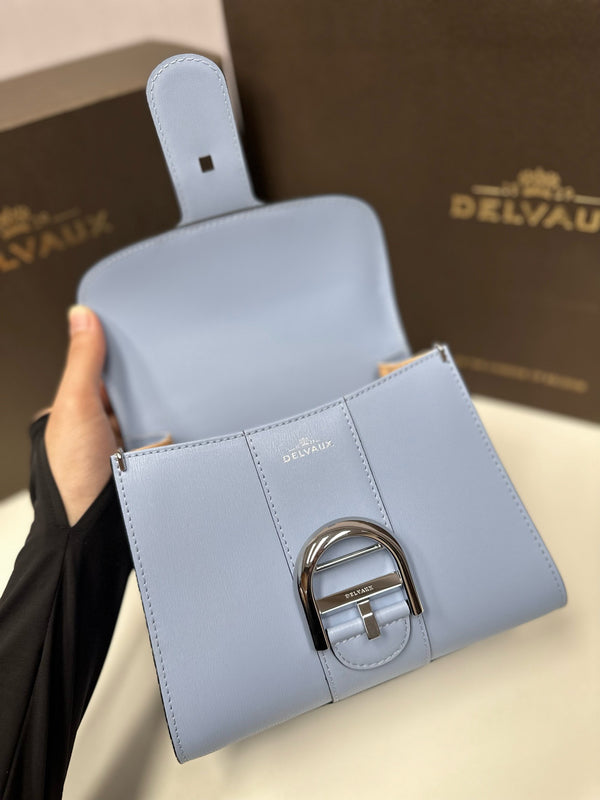 Sac Delvaux Brillant Mini 20cm Rose Bébé en Cuir de Vachette
