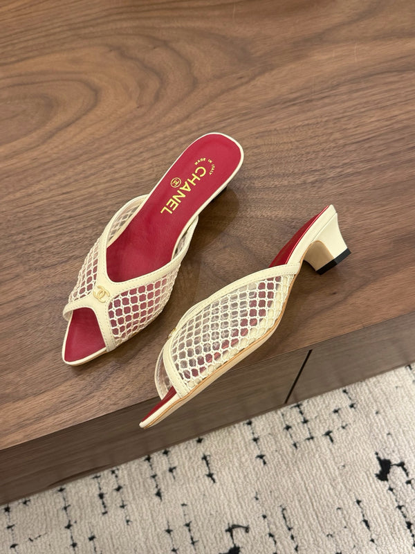 CC 26 Coco Beach Mules 40mm Beige in Mesh