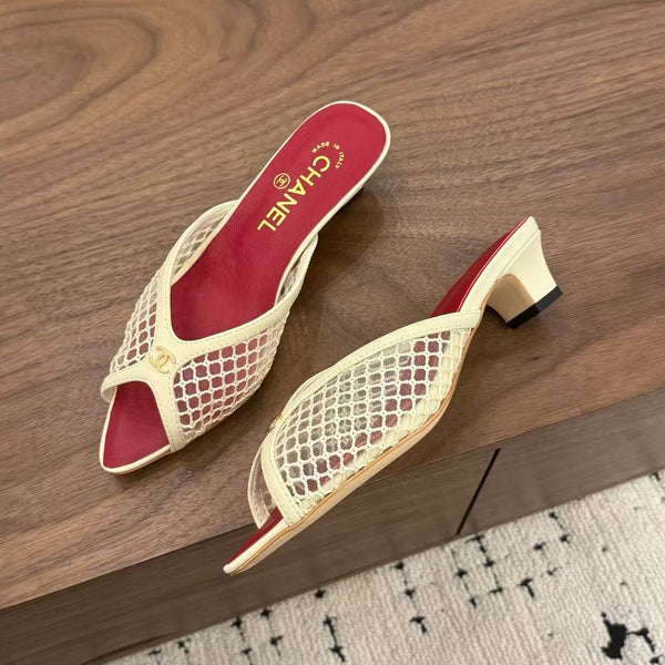 CC 26 Coco Beach Mules 40mm Beige in Mesh