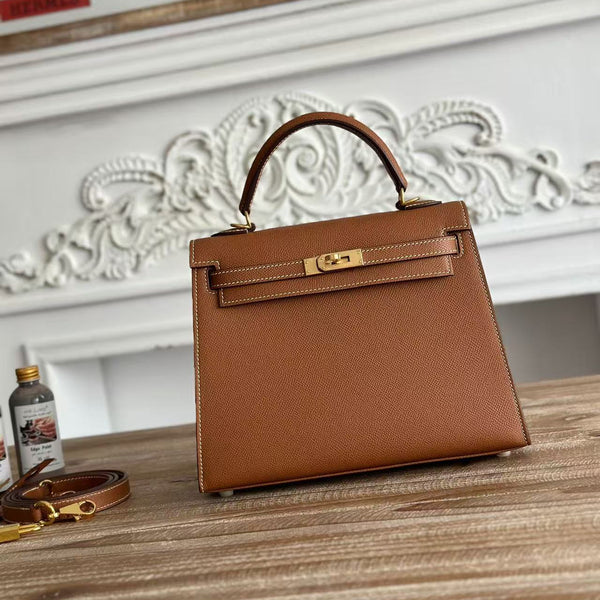 HM Kelly 25cm Bag Brown Epsom Leather Ghw
