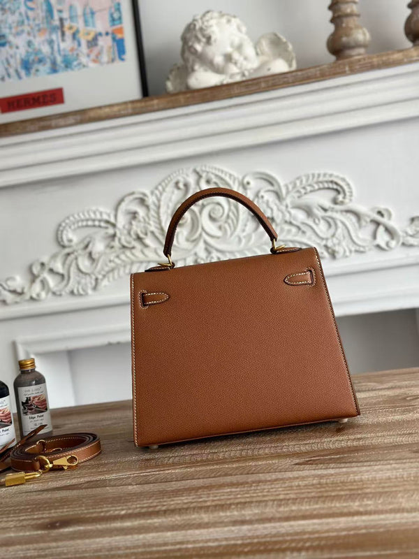 HM Kelly 25cm Bag Brown Epsom Leather Ghw