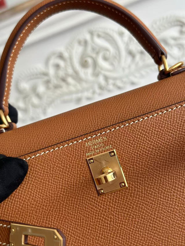 HM Kelly 25cm Bag Brown Epsom Leather Ghw