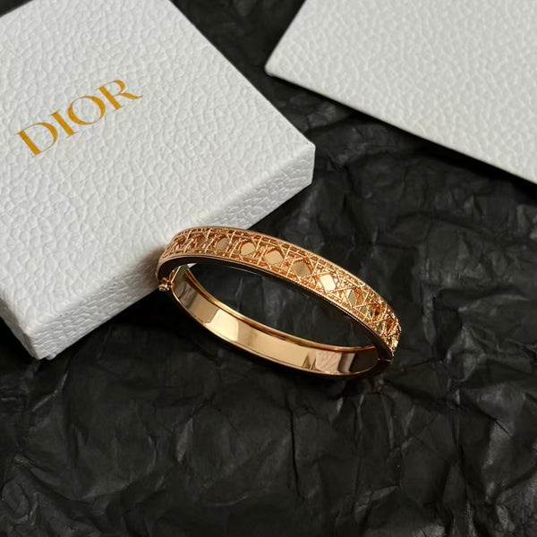 CD Cannage Bangle Bracelet in Pink Gold