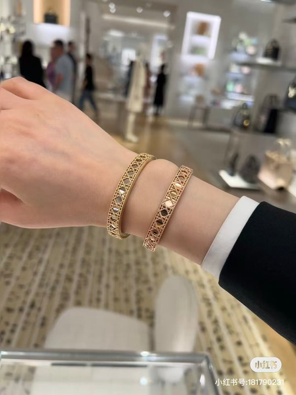 CD Cannage Bangle Bracelet in Pink Gold