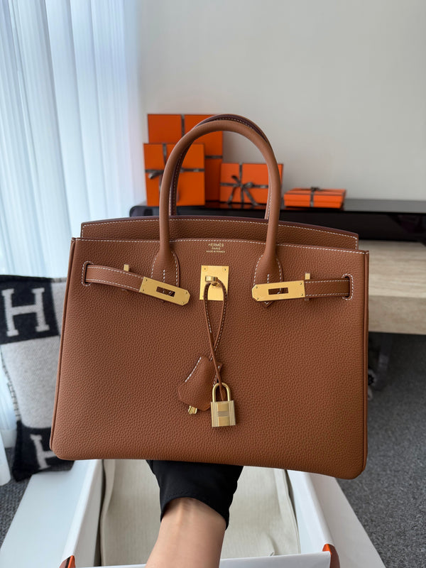 HM BIRKIN 25CM BROWN TOGO LEATHER GOLD HARDWARE (MADE - TO - ORDER)