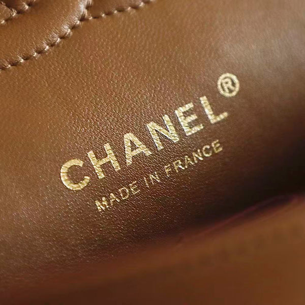 CC Small Classic Double Flap Bag 25.5cm in Caramel Lambskin