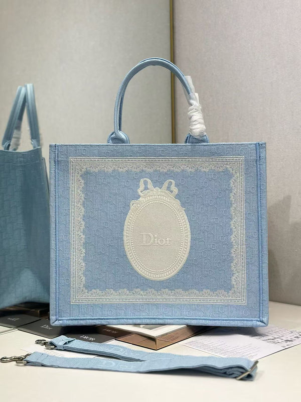 CD Book Tote Blue White  in Canvas