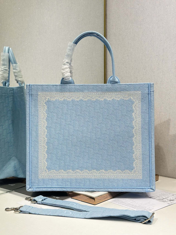 CD Book Tote Blue White  in Canvas